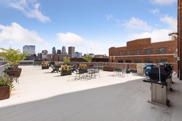 view of patio / terrace featuring a city view