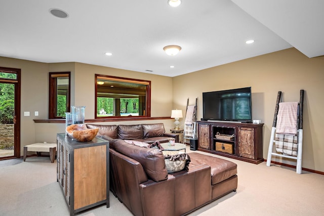 6155 Murray Ct, Shorewood, MN 55331 - living room featuring light colored carpet and recessed lighting