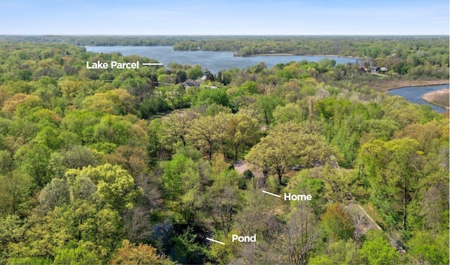 7624 Pioneer Rd, Wyoming, MN 55092 - aerial view of a heavily wooded area and a large body of water