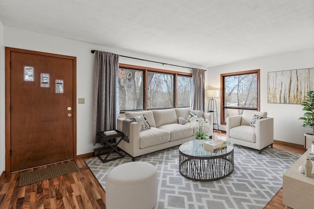 7624 Pioneer Rd, Wyoming, MN 55092 - living area with wood finished floors, baseboards, and a textured ceiling