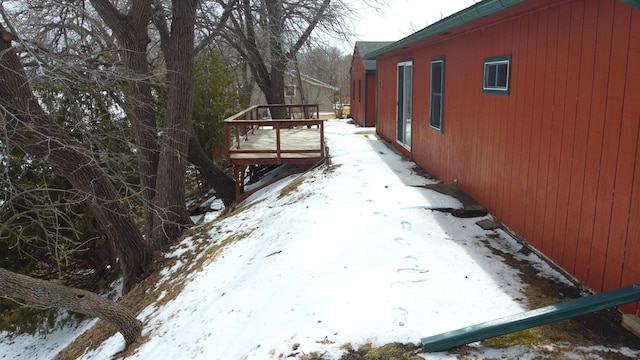 43404 Bills Beach Rd, Edna Twp, MN 56528 - view of snow covered exterior featuring a deck