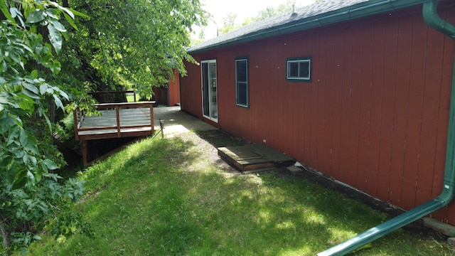 43404 Bills Beach Rd, Edna Twp, MN 56528 - view of grassy yard featuring a wooden deck