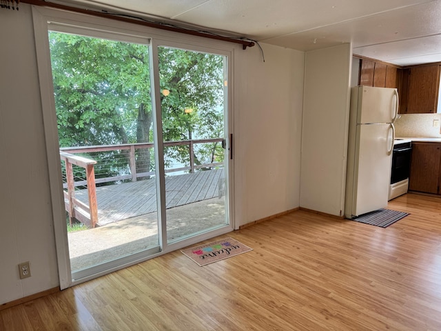 43404 Bills Beach Rd, Edna Twp, MN 56528 - unfurnished dining area featuring light wood finished floors and baseboards