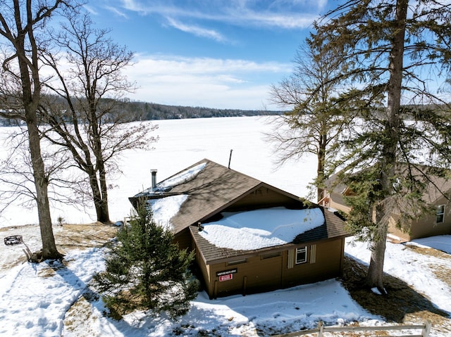 view of snow covered exterior