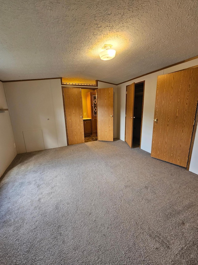 5 Orleans Ave, Inver Grove Heights, MN 55076 - unfurnished bedroom with two closets, carpet floors, and a textured ceiling