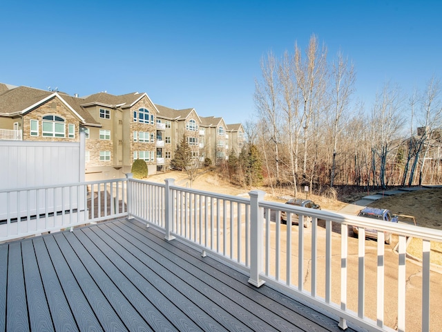 deck with a residential view