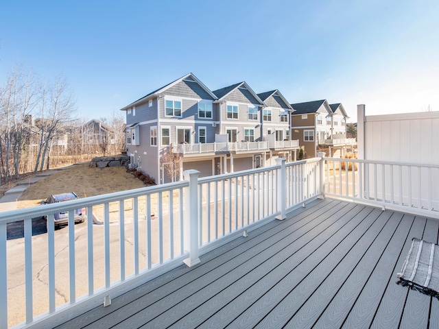 deck with a residential view