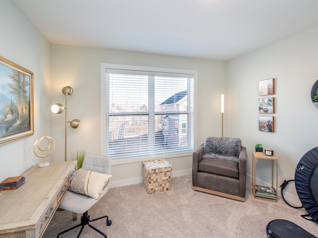 carpeted office with baseboards