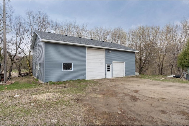 view of detached garage