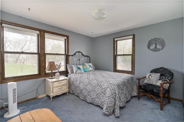 carpeted bedroom with multiple windows and baseboards