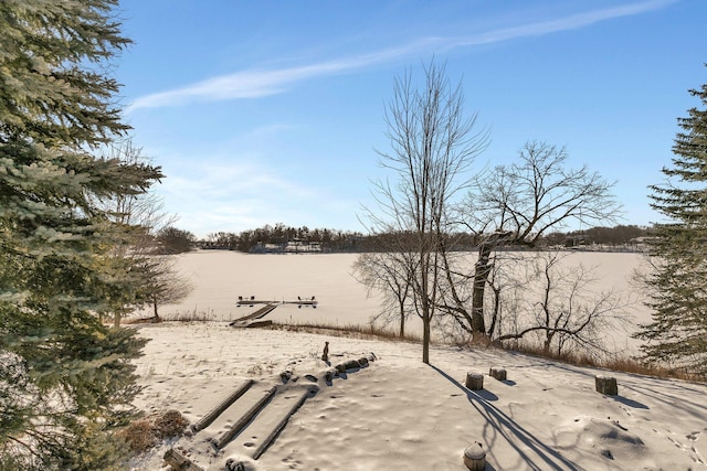 view of yard with a water view