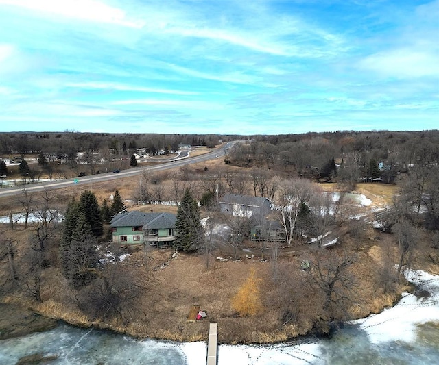 snowy aerial view with a rural view