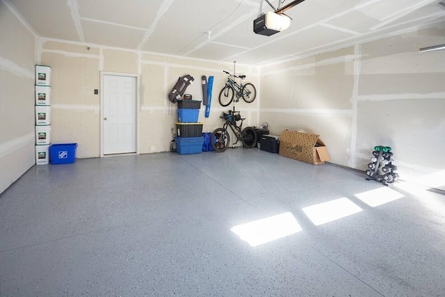 garage with a garage door opener