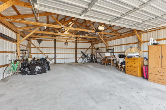 garage featuring metal wall