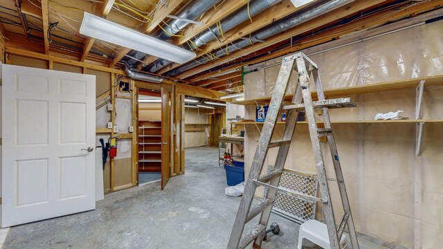 view of unfinished basement