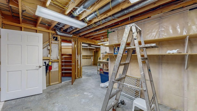 view of unfinished basement