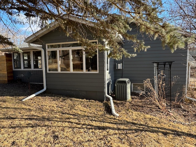 view of property exterior featuring central air condition unit