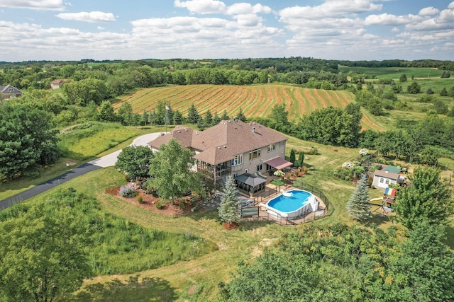 bird's eye view with a rural view