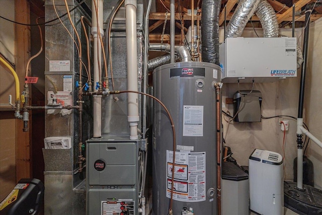 utility room with water heater