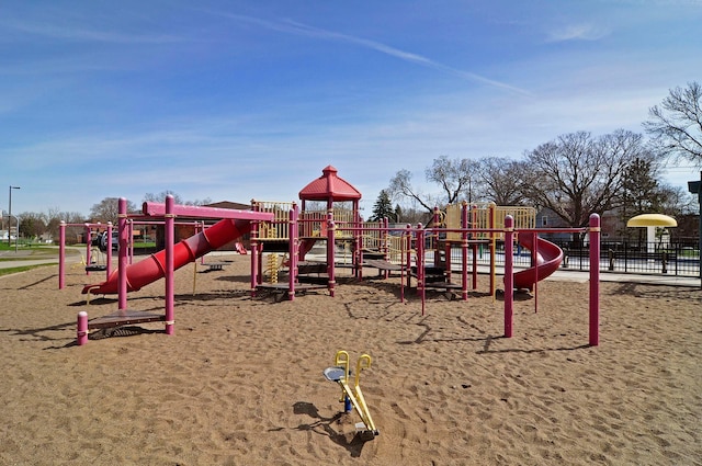 view of community jungle gym