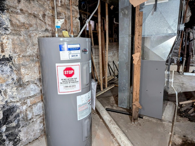 utilities featuring water heater and heating unit