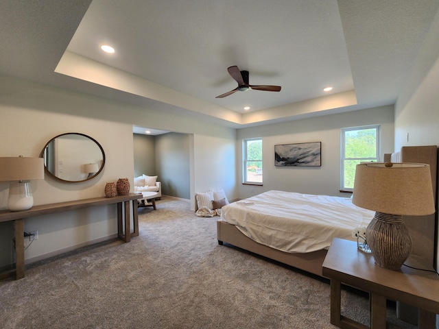 6624 Captains Cir NW, Sauk Rapids, MN 56379 - carpeted bedroom with a raised ceiling, recessed lighting, baseboards, and ceiling fan