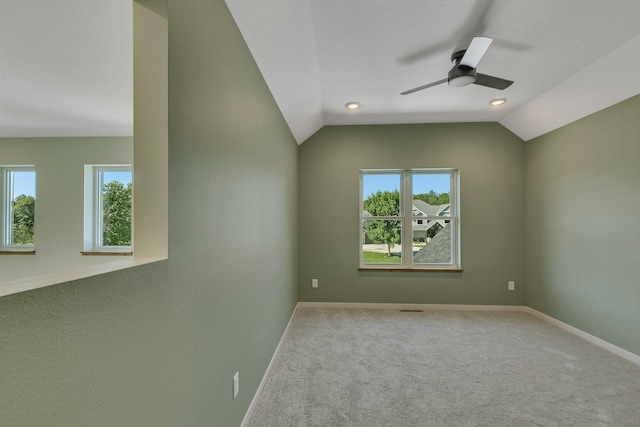 6624 Captains Cir NW, Sauk Rapids, MN 56379 - spare room featuring a ceiling fan, carpet, lofted ceiling, and baseboards