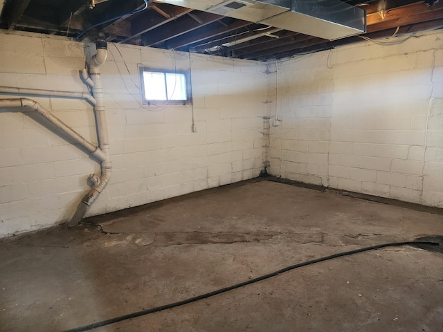 view of unfinished basement