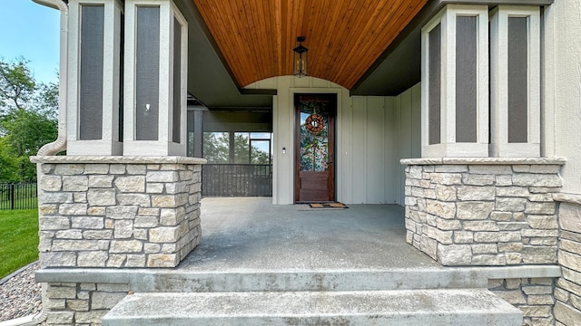 property entrance with a porch