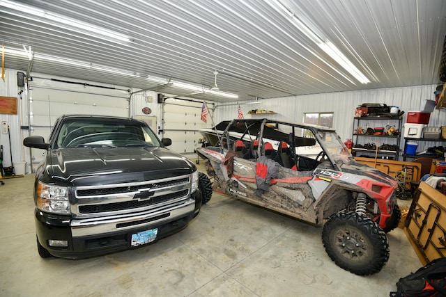 garage featuring metal wall