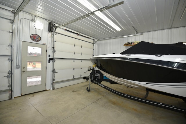 garage with metal wall