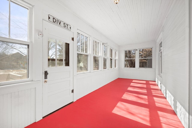 view of unfurnished sunroom