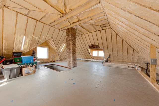 view of unfinished attic