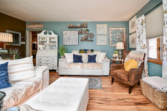 living area featuring wood finished floors