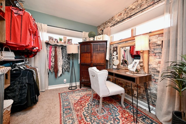 office area featuring carpet floors and baseboards