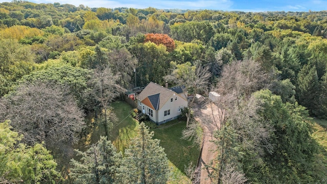 drone / aerial view with a forest view