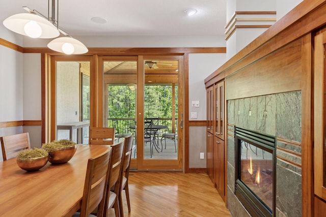 6 Black Lake Rd, North Oaks, MN 55127 - dining space featuring light wood-style floors and a premium fireplace