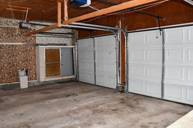 garage with a garage door opener