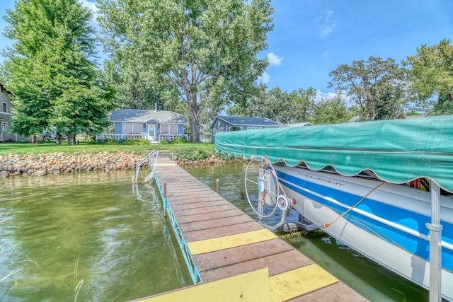 view of dock featuring a water view