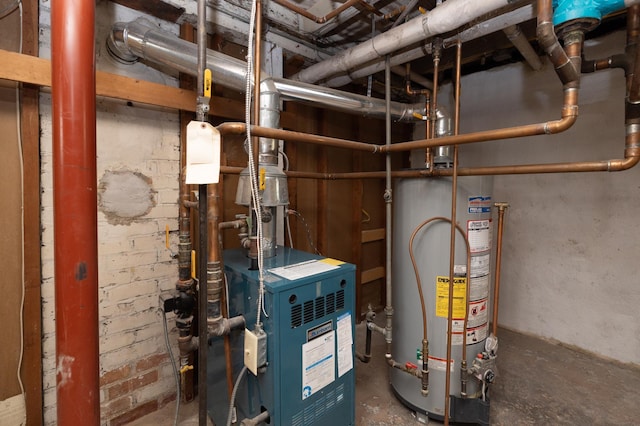 utilities with a heating unit and water heater