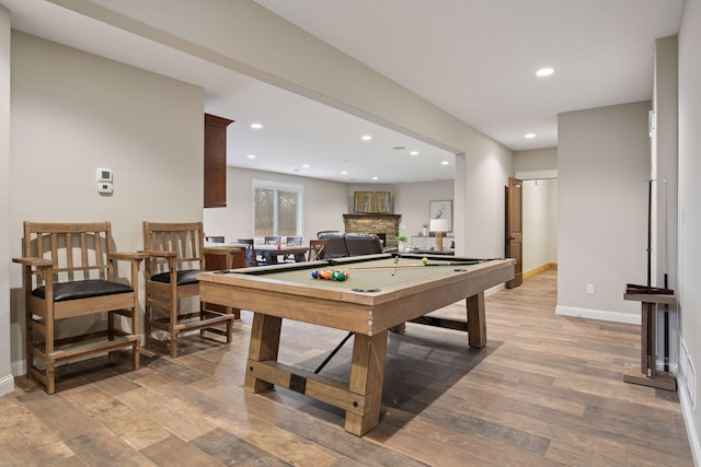 18928 Katrine Ct, Lakeville, MN 55044 - recreation room featuring recessed lighting, billiards table, baseboards, and light wood-style flooring