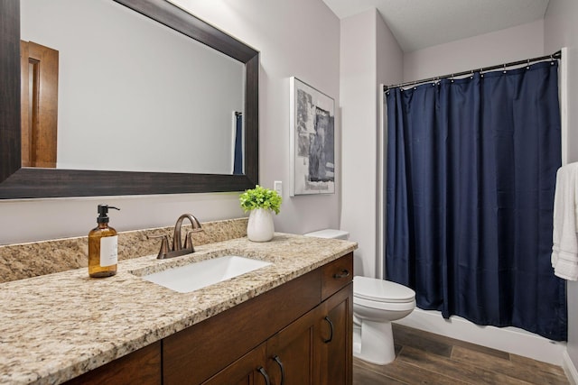 18928 Katrine Ct, Lakeville, MN 55044 - bathroom featuring toilet, vanity, and wood finished floors