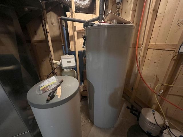 utility room featuring water heater