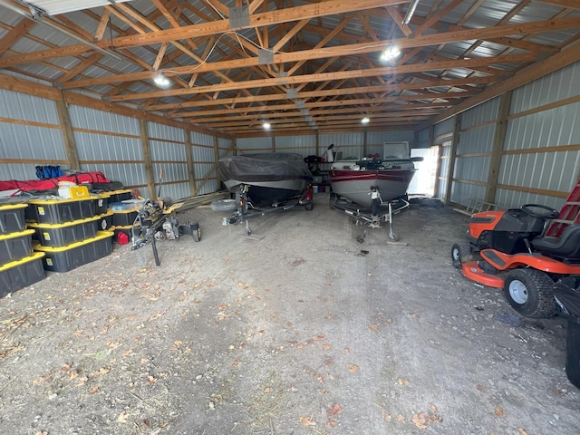 garage featuring metal wall