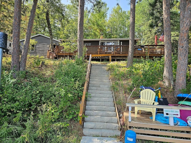 view of yard with a deck