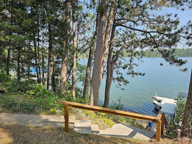 property view of water with a boat dock