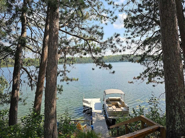 view of water feature featuring a dock and boat lift