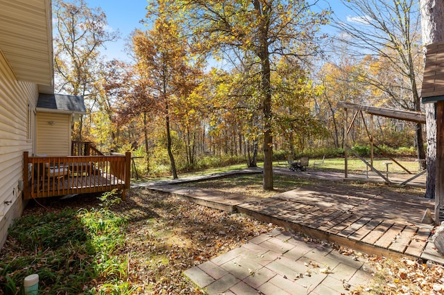 view of yard with a deck