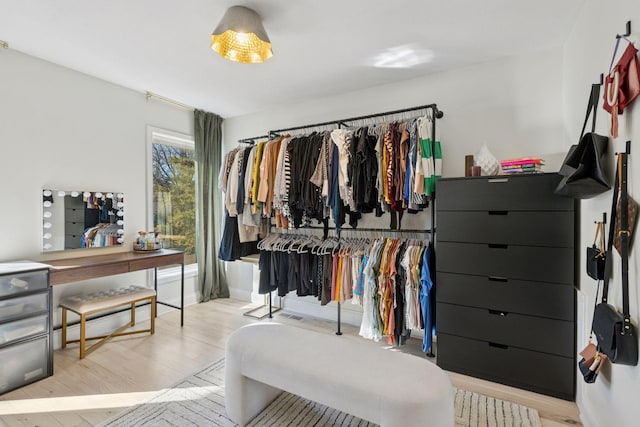 spacious closet with wood finished floors