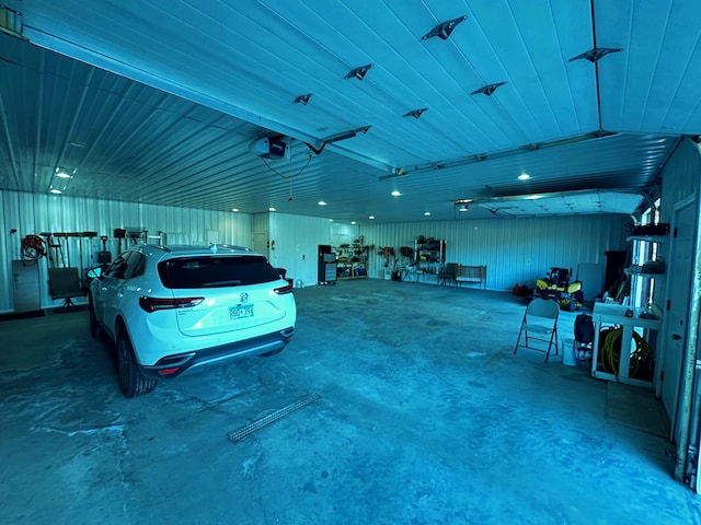 garage with a garage door opener